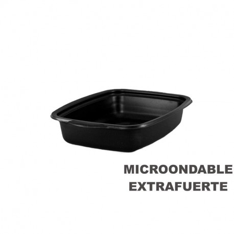Envase Microondas Base Negra 1000cc 254x187x48/200