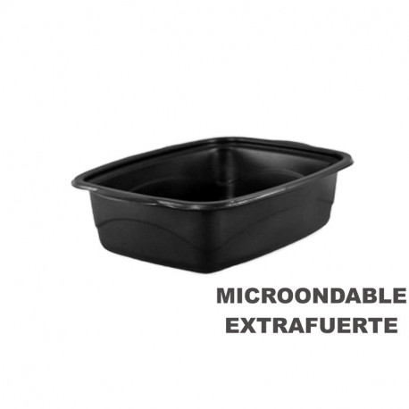 Envase Microondas Base Negra 1500cc 254x187x68/200