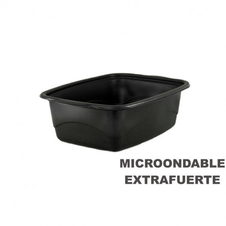 Envase Microondas Base Negra 1800cc 254x187x80/200