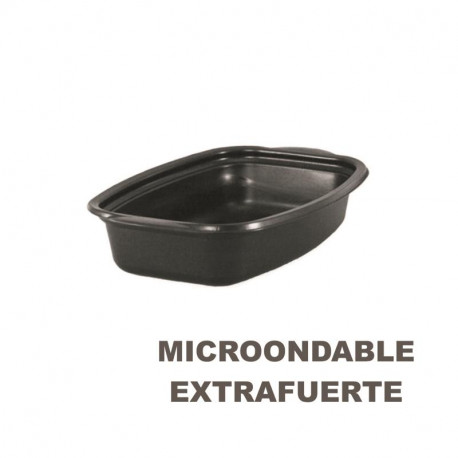 Envase Microondas Base Negra 500cc, 218x140x43/380