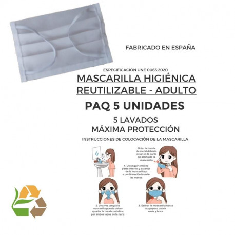 Mascarilla Reutilizable - 5 Lavados - Adulto - 50