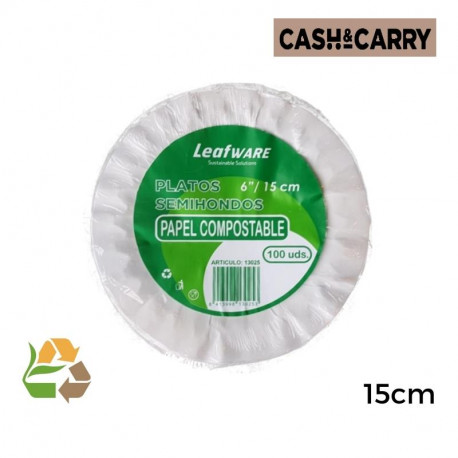 Plato Bco Papel 6 15cm SemiHondo - 350g - 100