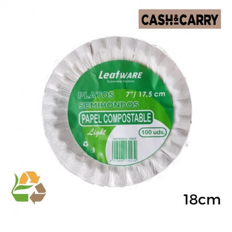 Plato Bco Papel 7 18cm SemiHondo - Light - 100