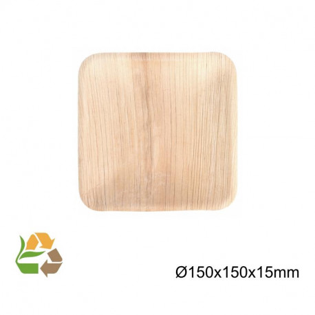 Plato Cuadrado - 16x16cm - Hoja de Palma