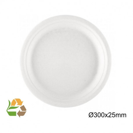 Plato Pizza Redondo - 32.5x0.5cm - Caña de Azúcar