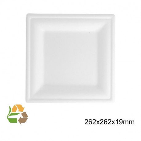 Plato Cuadrado Llano - 260x260x18mm - Caña Azúcar