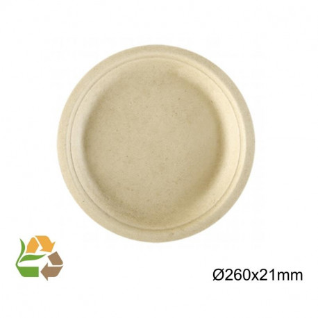 Plato Redondo - 26cm - Caña de Azúcar