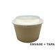 Ensaladera CARTÓN Kraft 1250ml. + Tapa PET 50/200