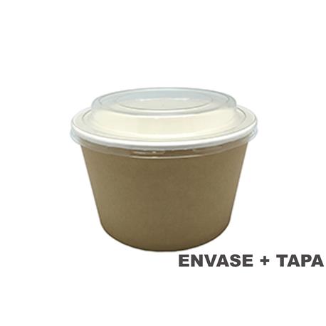 Ensaladera CARTÓN Kraft 1250ml. + Tapa PET 50/200