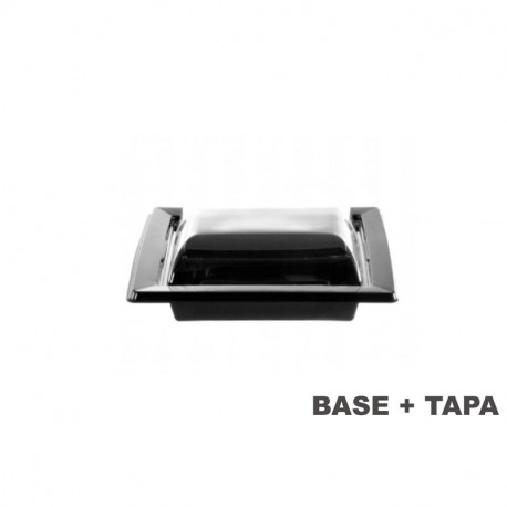 Plato negro con tapa transparente 135x135x47 - 170