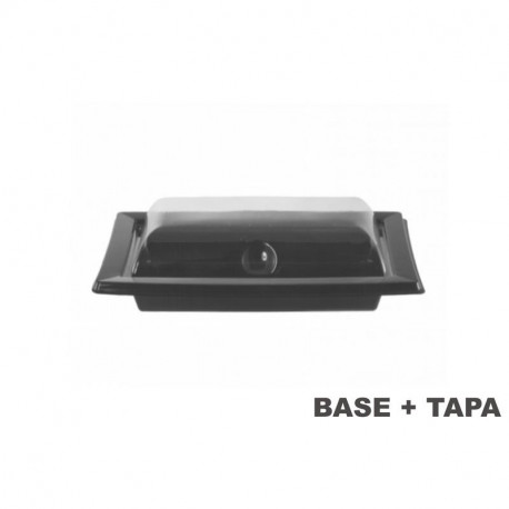 Plato negro con tapa transparente 170x105x47 - 180