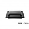 Plato negro + tapa trans - 170x170mm H47mm - 300ml