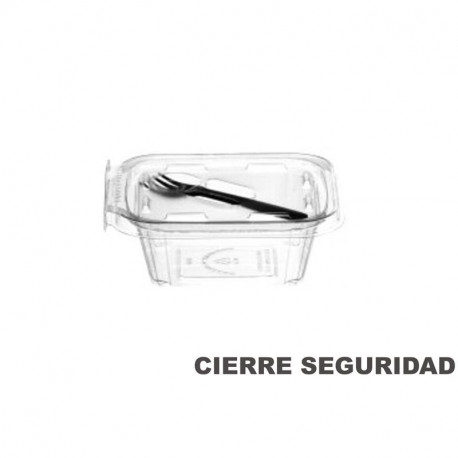 Envase bisagra PET 350 cc con tenedor